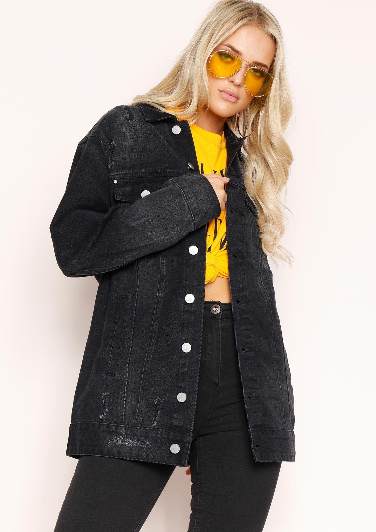 Verity Black Oversized Distressed Jacket sold by Missy Empire