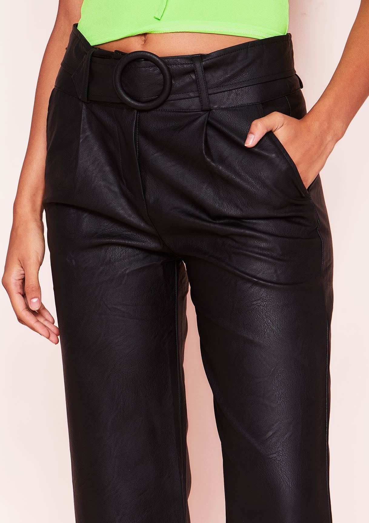 Jen Black Faux Leather Belted Trousers sold by Missy Empire product image thumbnail 5