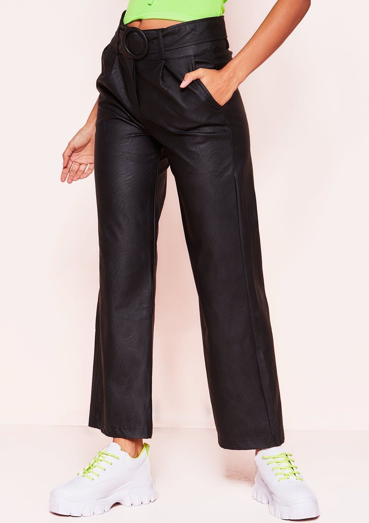 Jen Black Faux Leather Belted Trousers sold by Missy Empire product image thumbnail 3