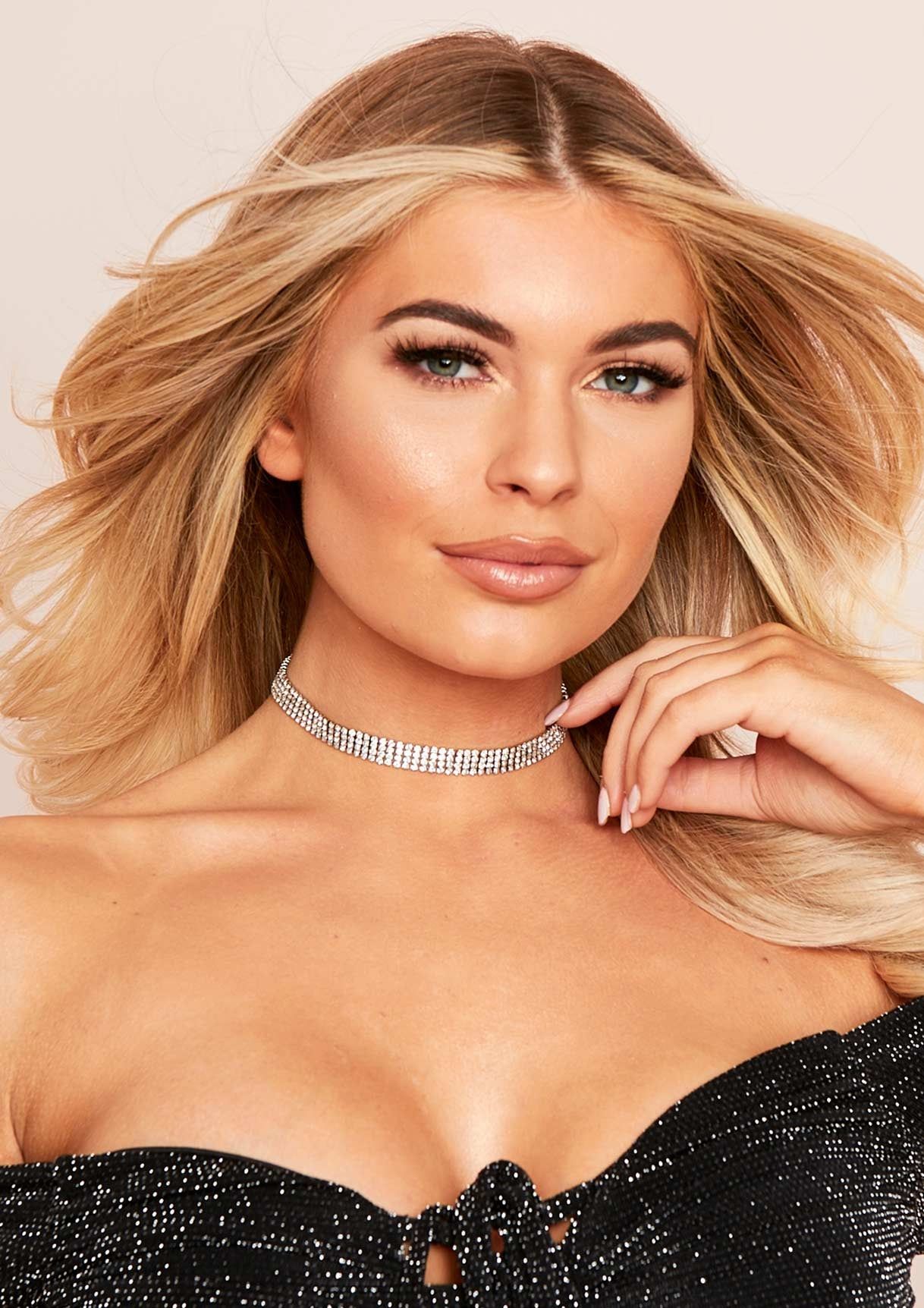 Kailyn Silver Diamante Thin Choker sold by Missy Empire product image thumbnail 3