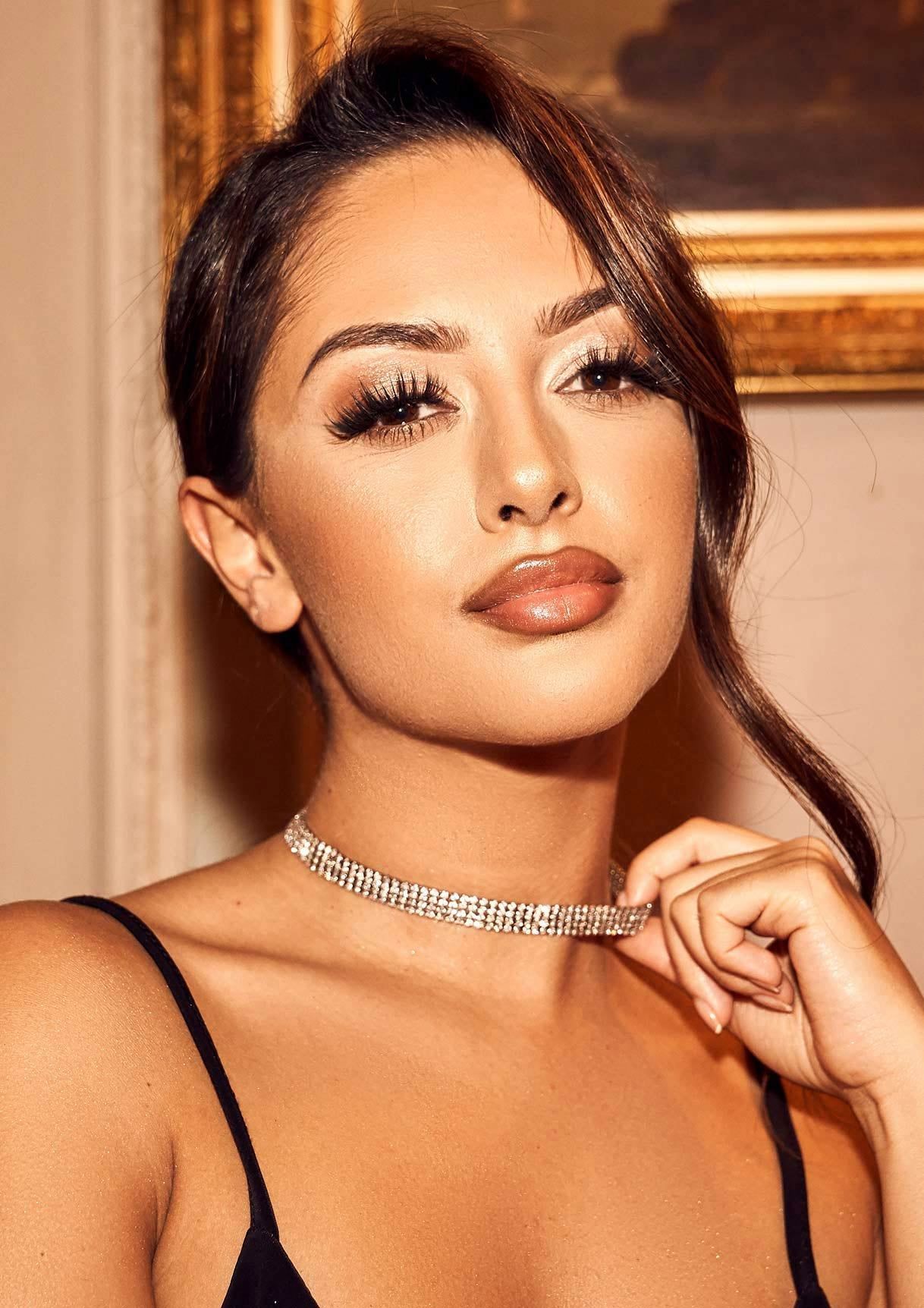 Kailyn Silver Diamante Thin Choker sold by Missy Empire