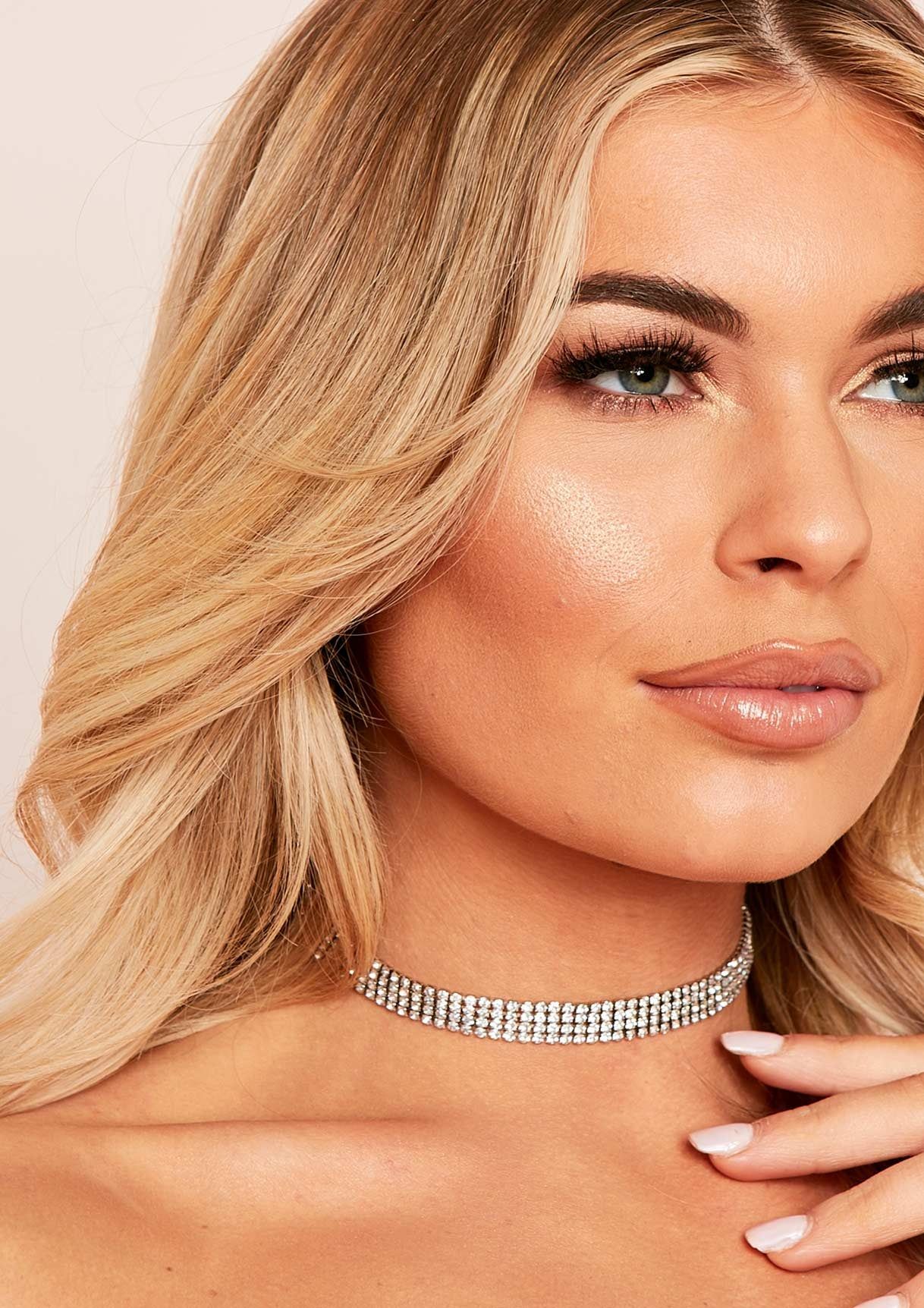 Kailyn Silver Diamante Thin Choker sold by Missy Empire product image thumbnail 2