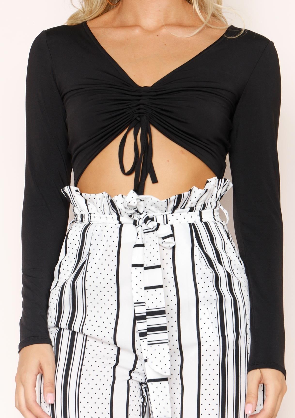 Jo Black Ruched Tie Crop Top sold by Missy Empire product image thumbnail 2