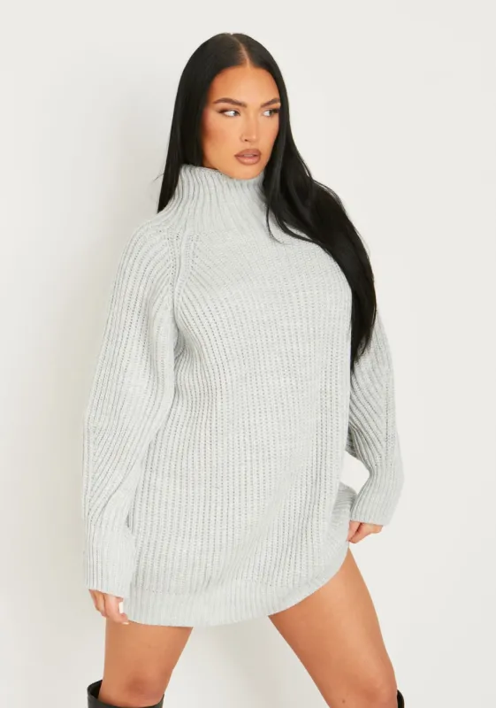 Amie Grey Chunky Knit Jumper Dress sold by Missy Empire