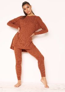 Anya Rust Knit Jumper Loungewear Set sold by Missy Empire