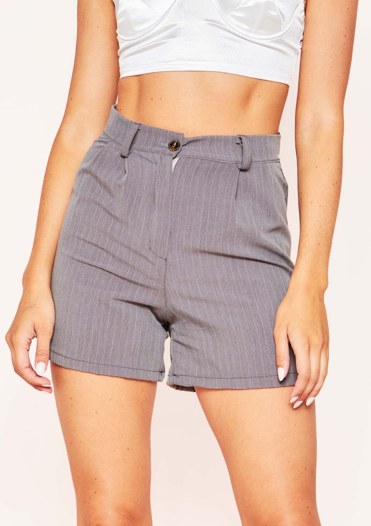 Gina Grey Pinstripe High Waisted Shorts sold by Missy Empire product image thumbnail 4