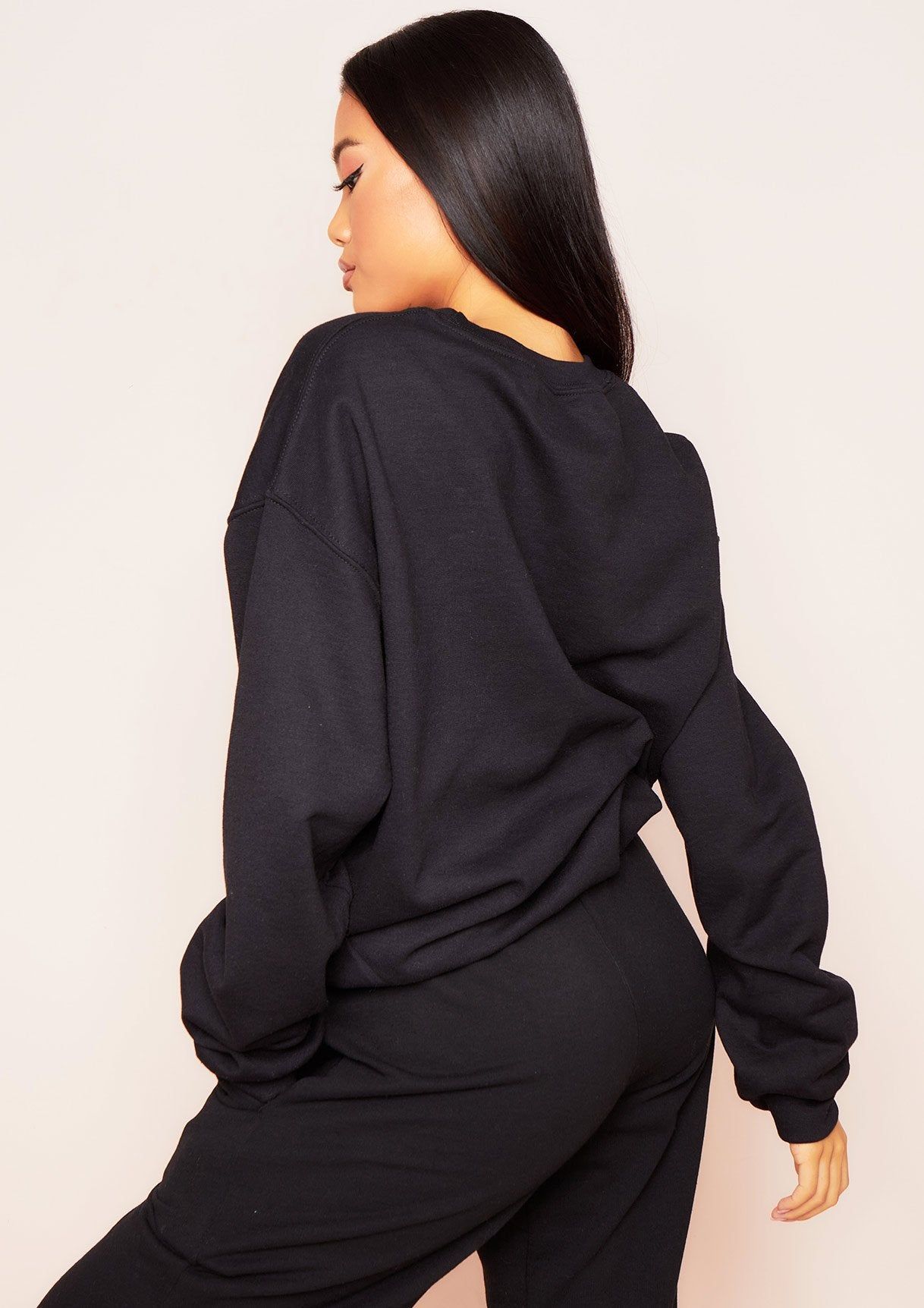 Lola Black Your Girl Forever Slogan Oversized Sweatshirt sold by Missy Empire product image thumbnail 2