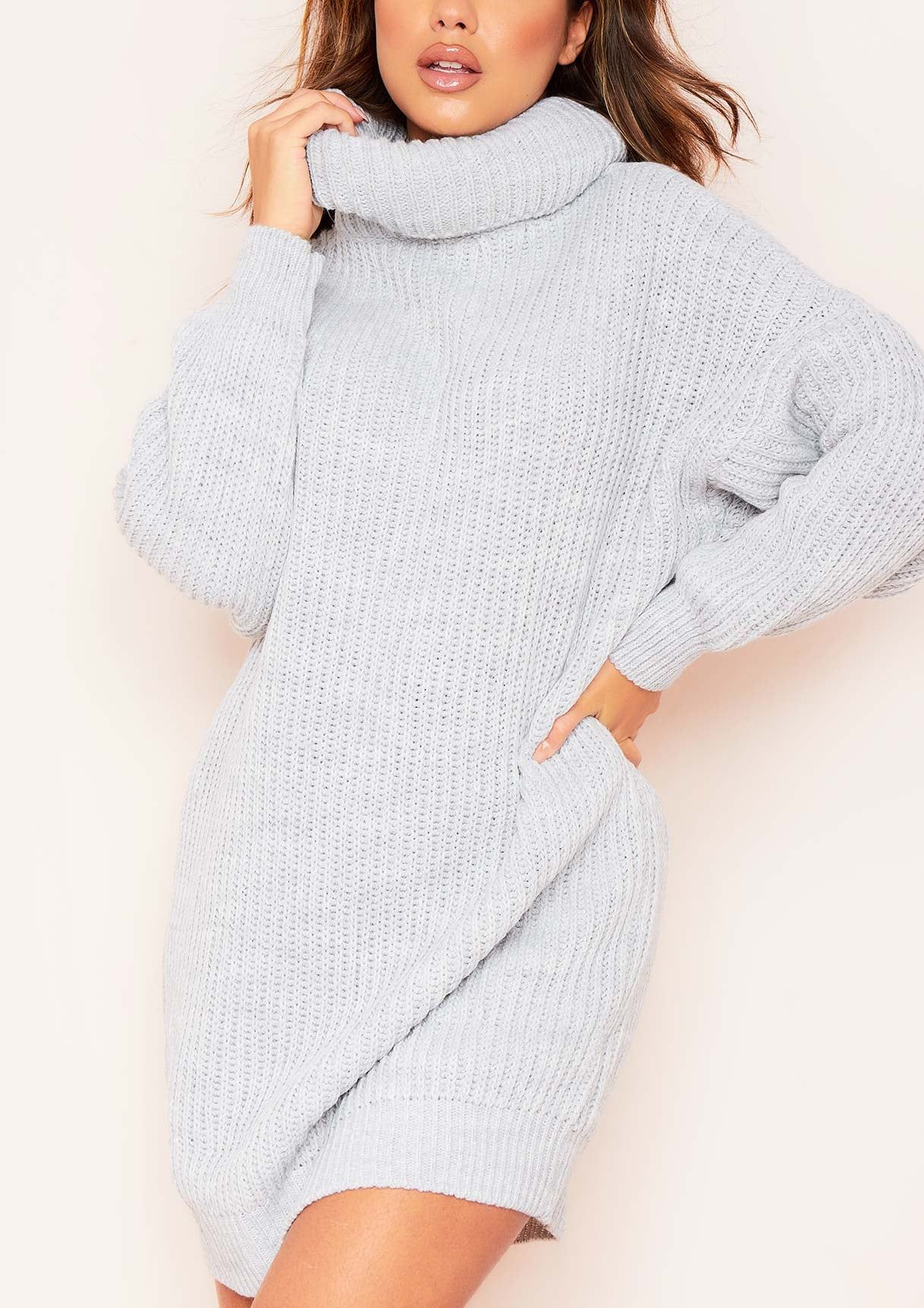 Soren Grey Roll Neck Knit Jumper Dress sold by Missy Empire product image thumbnail 3