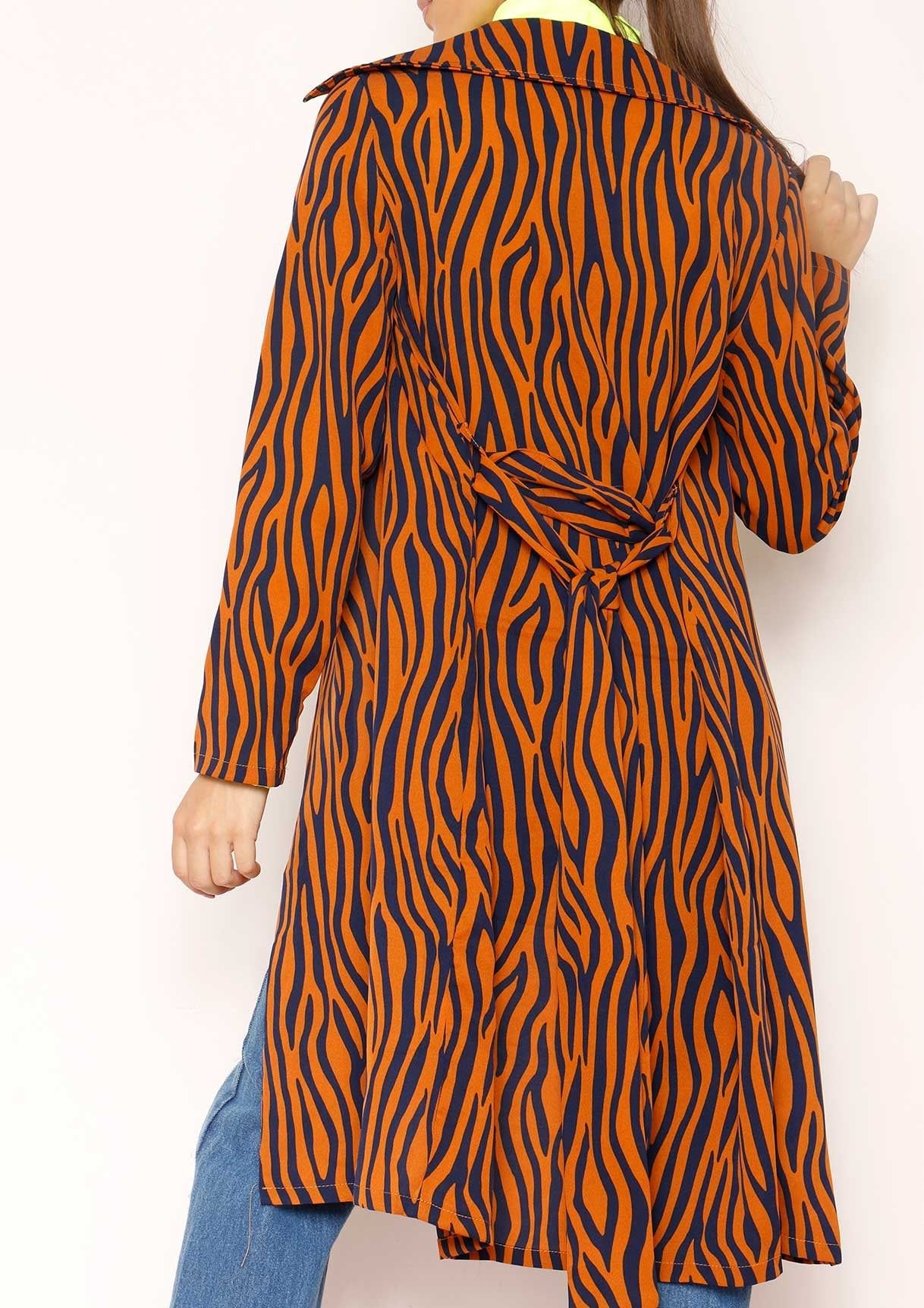 Zaria Rust Zebra Print Longline Jacket sold by Missy Empire product image thumbnail 3
