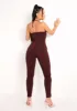 Reese Chocolate Plunge Detail Halterneck Jumpsuit sold by Missy Empire