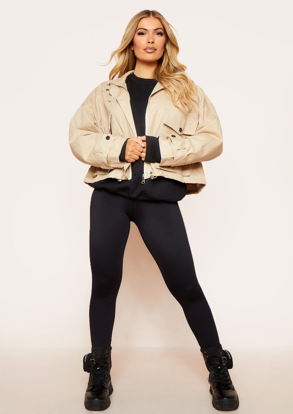 Maila Beige Large Front Pocket Detail Jacket sold by Missy Empire product image thumbnail 5