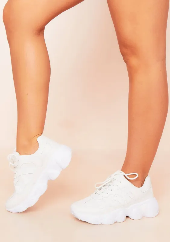 Mimi White Chunky Sole Trainers sold by Missy Empire