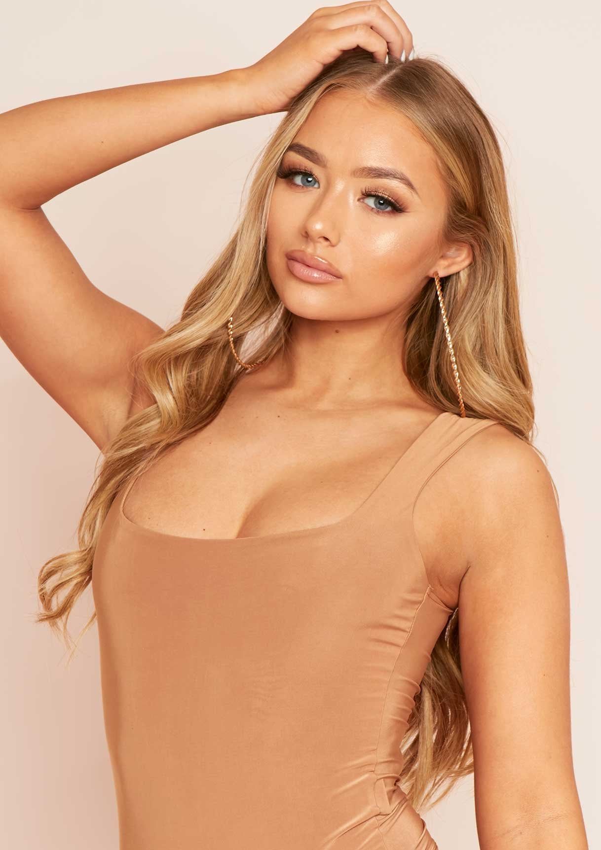 Mia Camel Slinky Square Neck Sleeveless Bodysuit sold by Missy Empire product image thumbnail 3