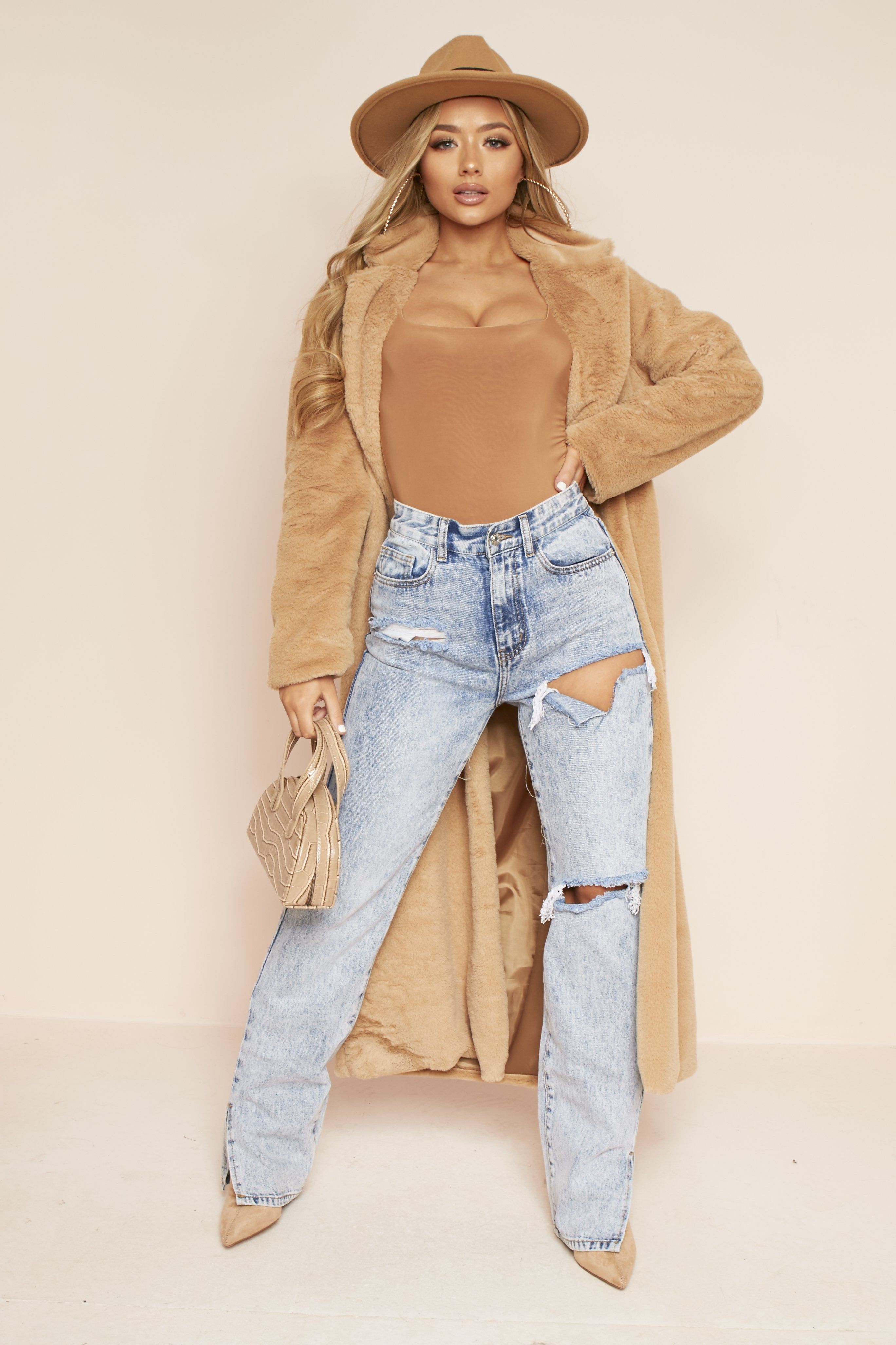 Mia Camel Slinky Square Neck Sleeveless Bodysuit sold by Missy Empire product image thumbnail 5