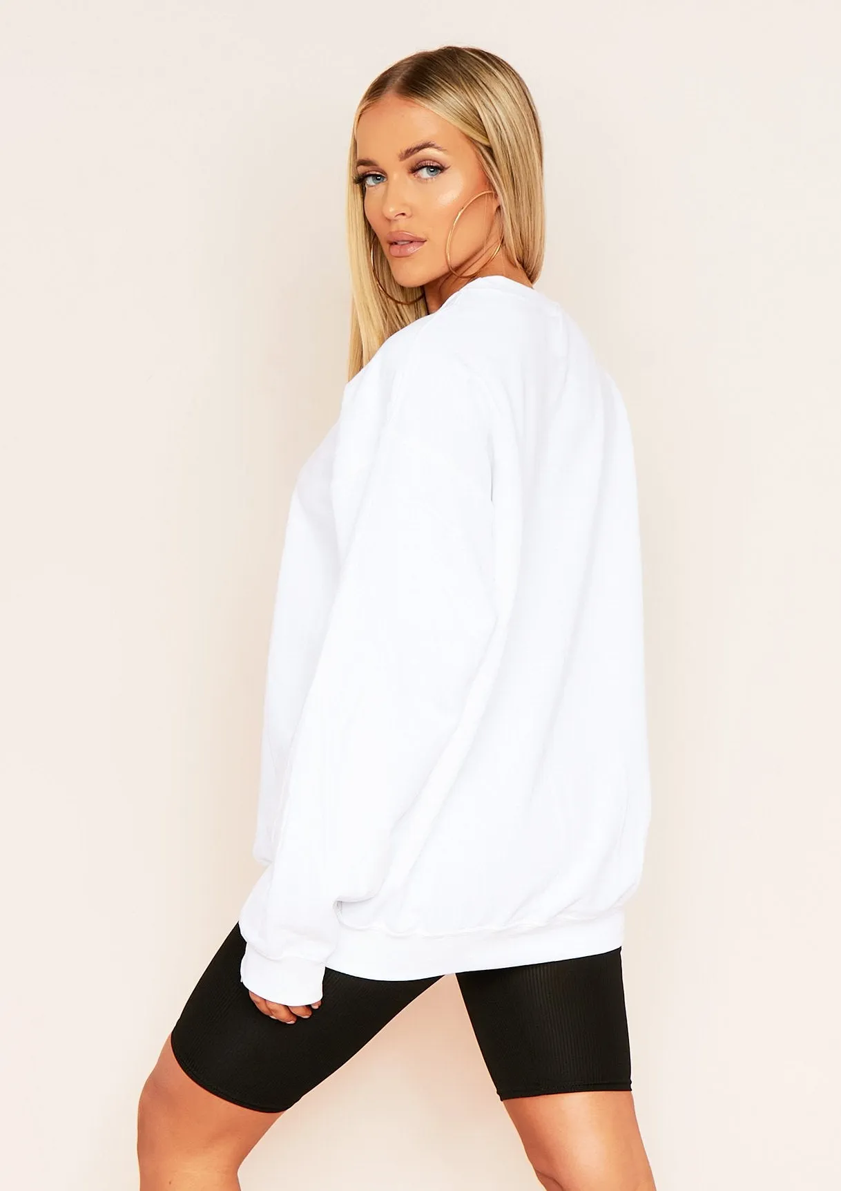 Halyn White St. Moritz Slogan Oversized Sweatshirt sold by Missy Empire product image thumbnail 2