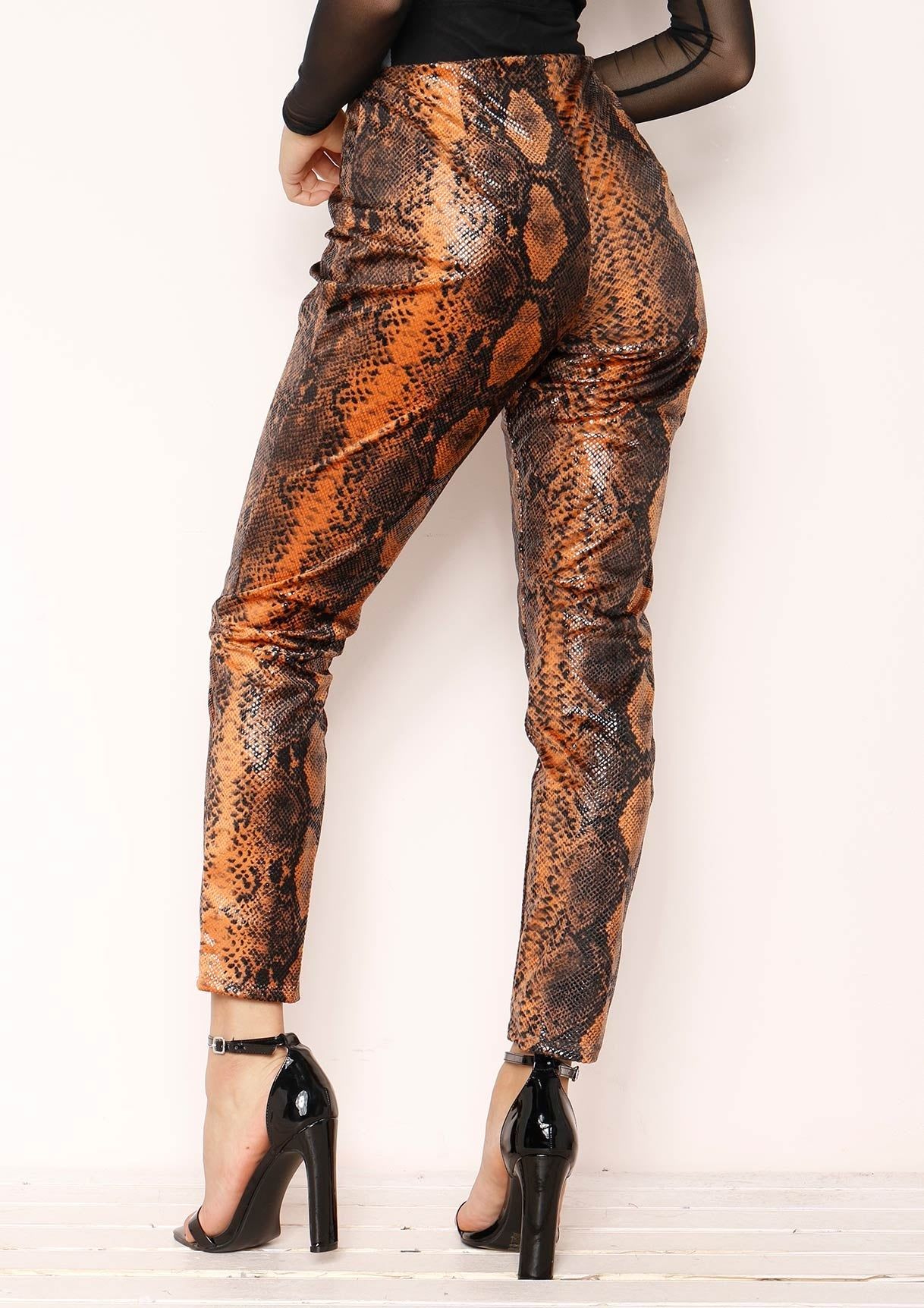 Jordin Orange Snake Print Trousers sold by Missy Empire product image thumbnail 4