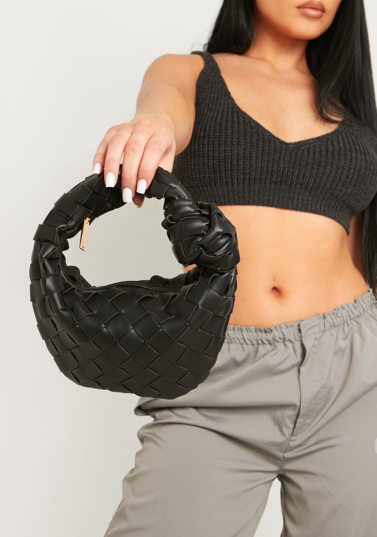 Isabella Black Woven Knot Detail Bag sold by Missy Empire product image thumbnail 3