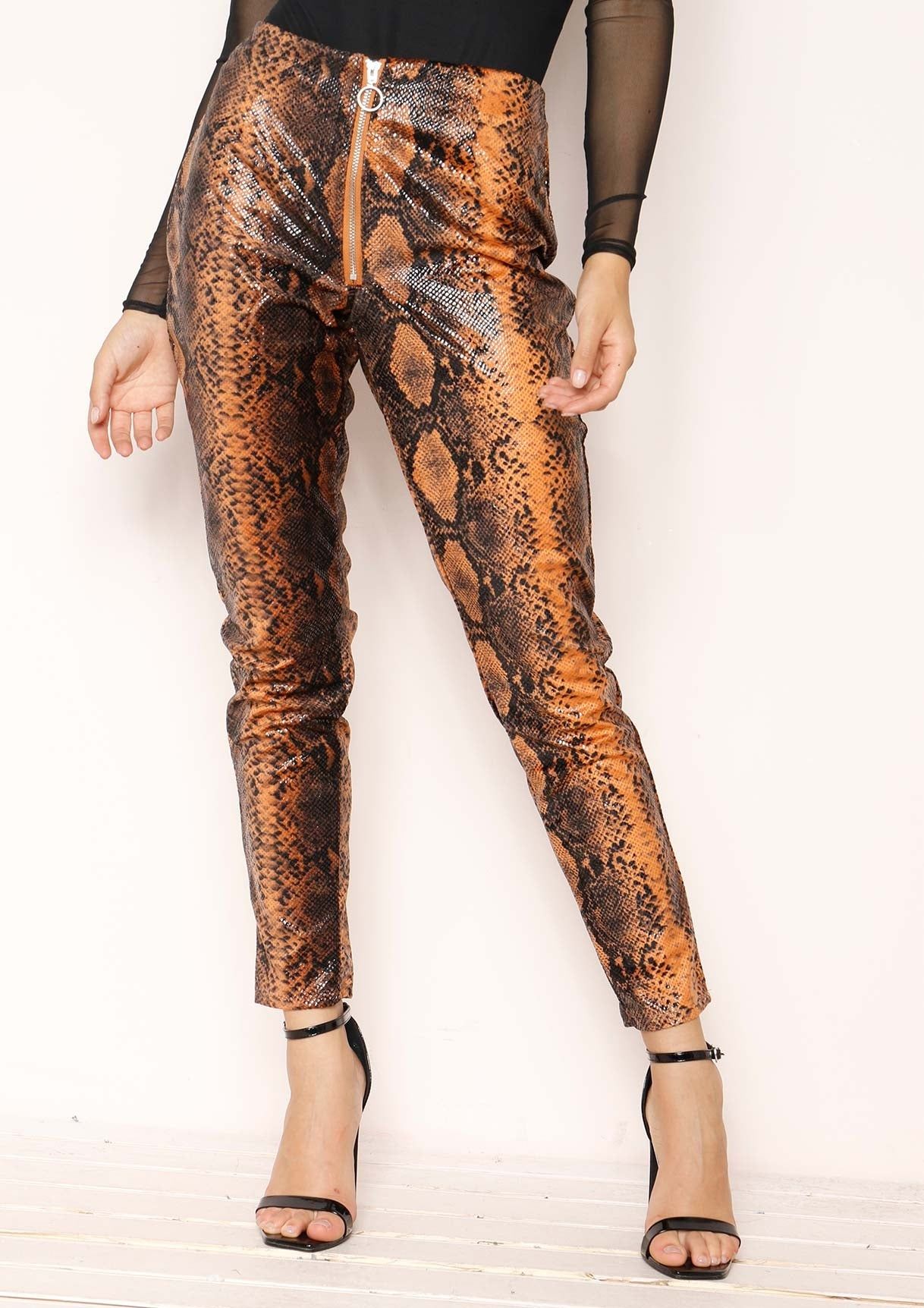 Jordin Orange Snake Print Trousers sold by Missy Empire product image thumbnail 2