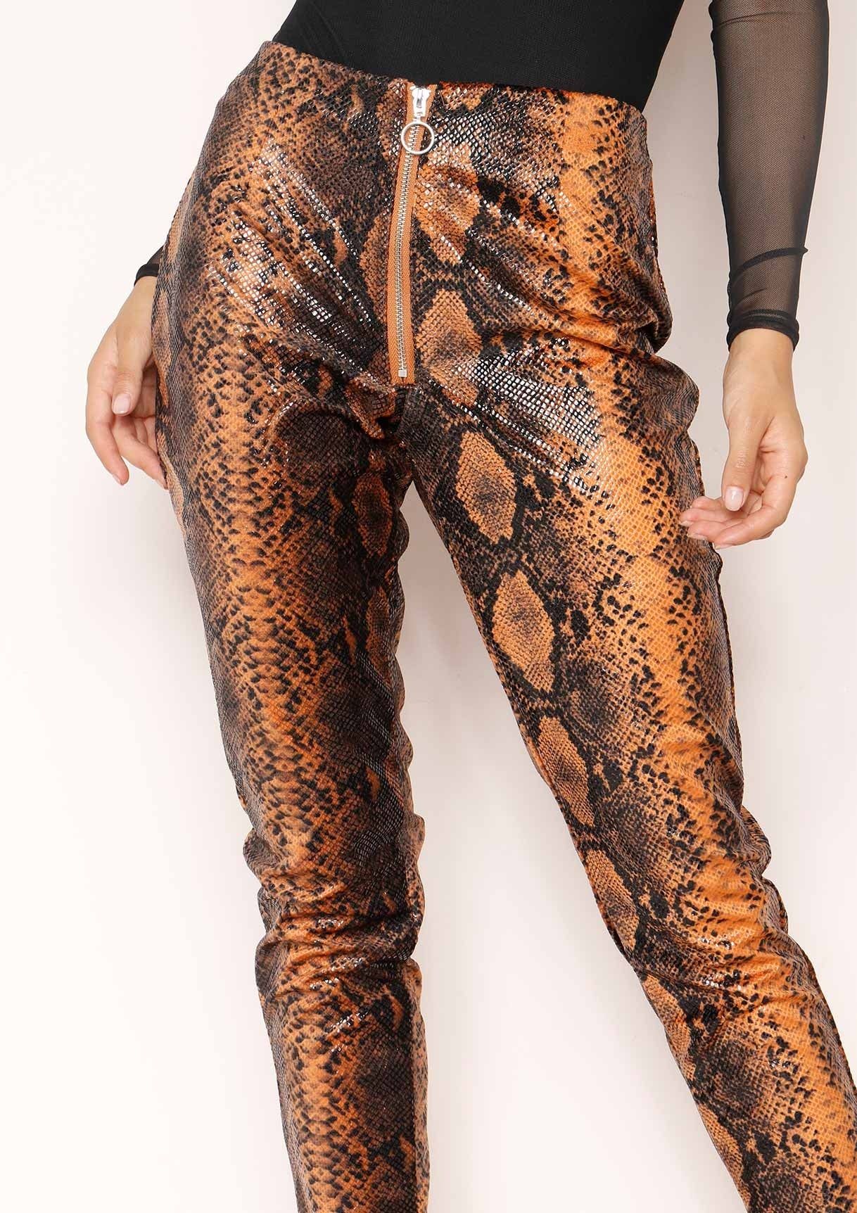 Jordin Orange Snake Print Trousers sold by Missy Empire product image thumbnail 3