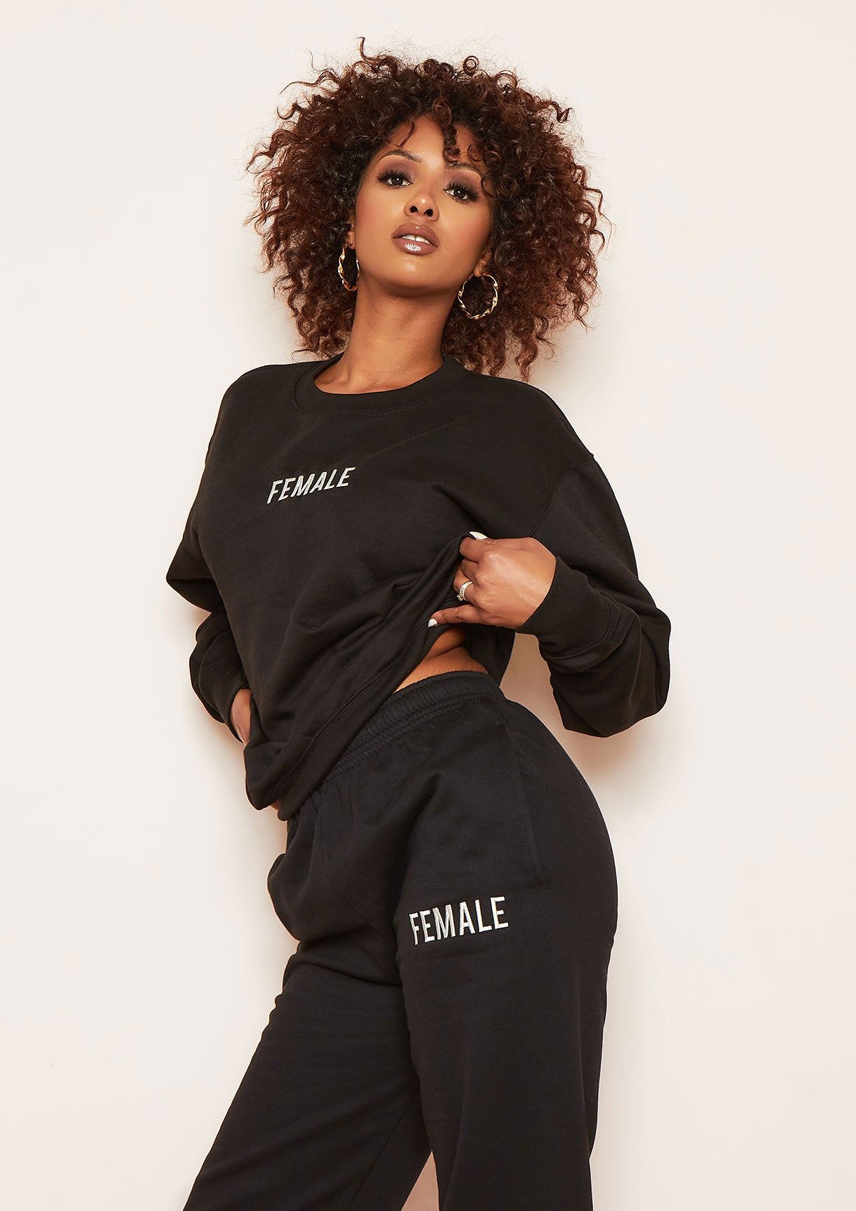 Ruth Black Female Slogan Oversized Tracksuit Sweatshirt sold by Missy Empire product image thumbnail 2