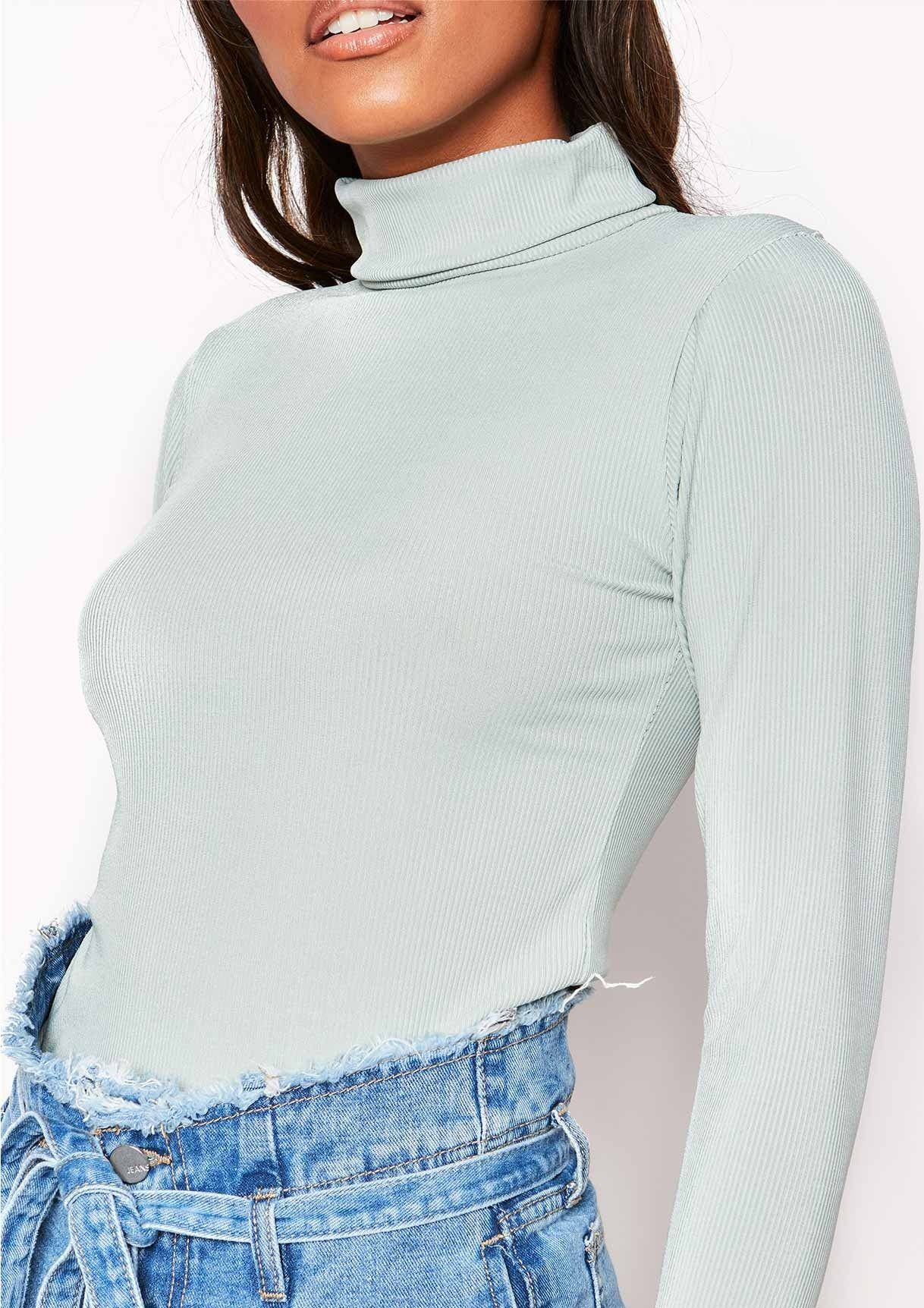 Mint Ribbed Roll Neck Top sold by Missy Empire product image thumbnail 4