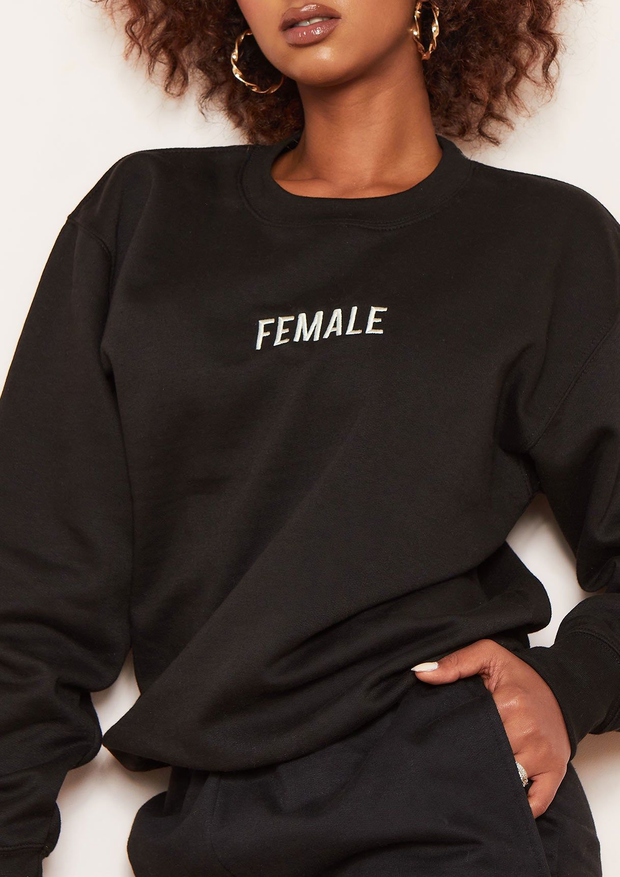 Ruth Black Female Slogan Oversized Tracksuit Sweatshirt sold by Missy Empire product image thumbnail 4