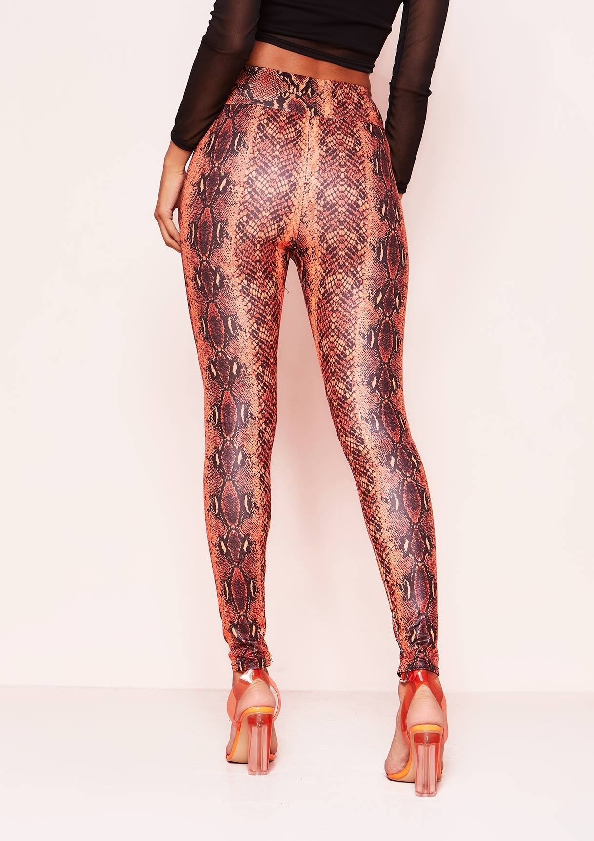 Zelma Orange Snake Print Leggings sold by Missy Empire product image thumbnail 2