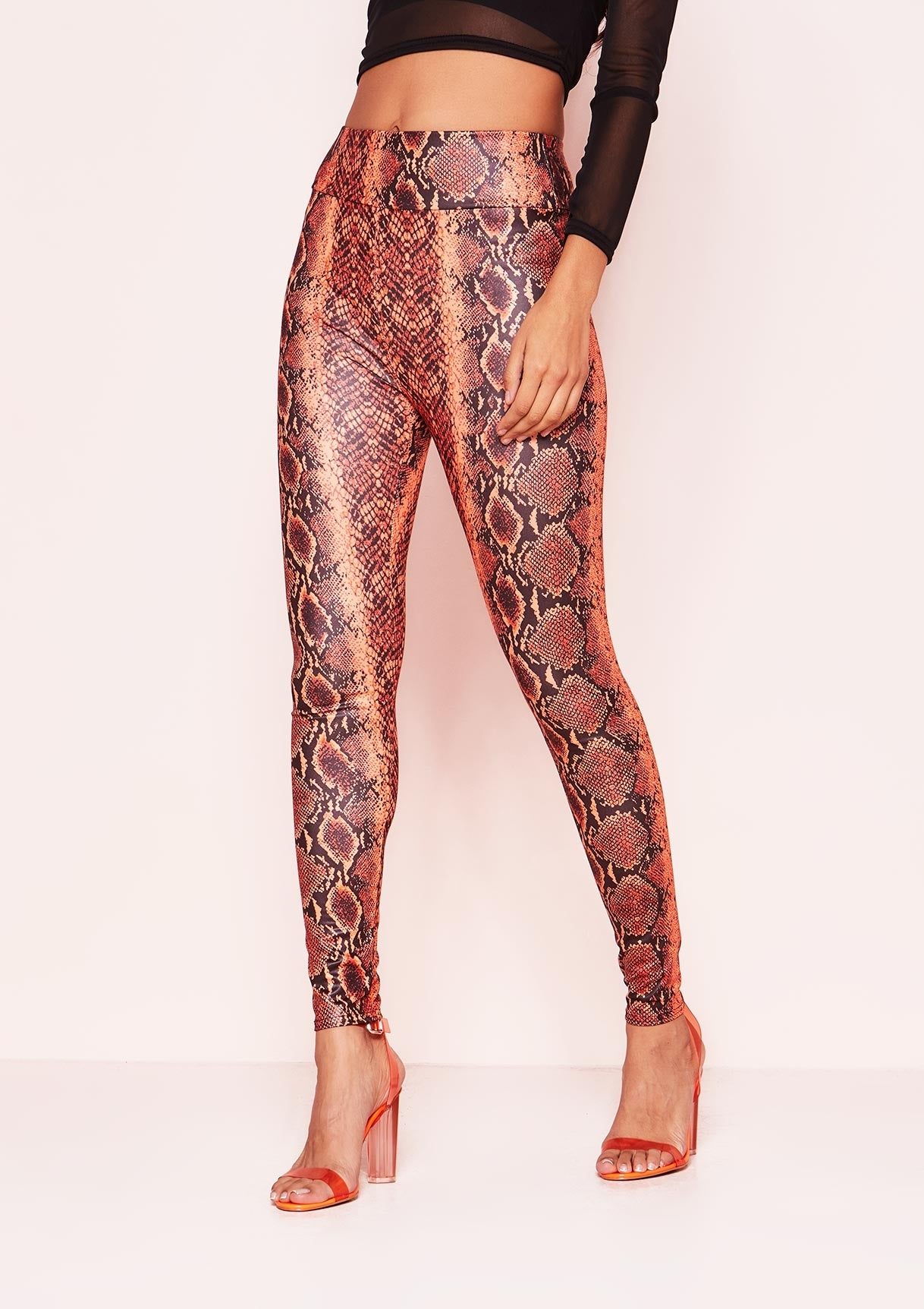 Zelma Orange Snake Print Leggings sold by Missy Empire product image thumbnail 3