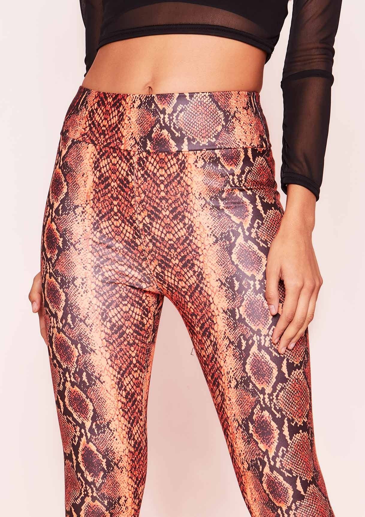Zelma Orange Snake Print Leggings sold by Missy Empire product image thumbnail 4