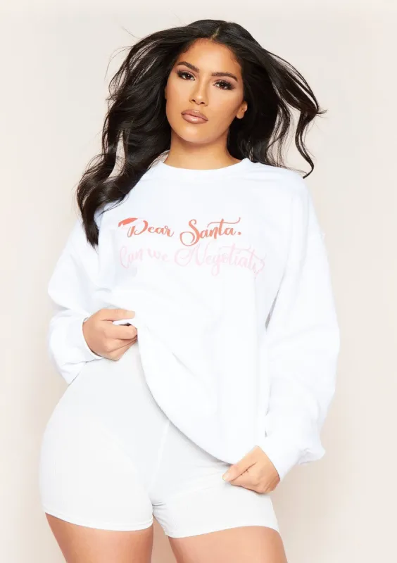 Alexandra White Dear Santa Christmas Slogan Sweatshirt sold by Missy Empire