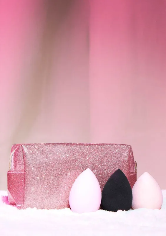 Amber Makeup Sponge 3PK Set with Glitter Case sold by Missy Empire