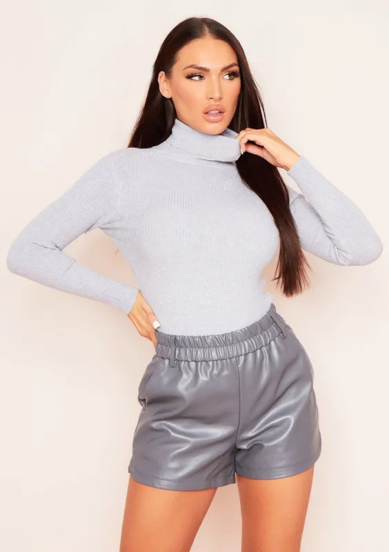 Jaley Grey Roll Neck Long Sleeve Top made by Missy Empire