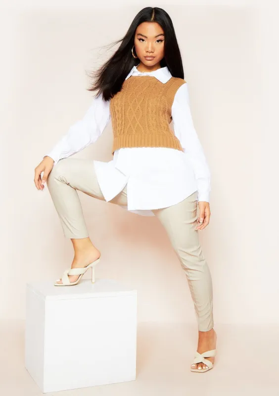 Remi Rust Cable Knit Vest Shirt sold by Missy Empire