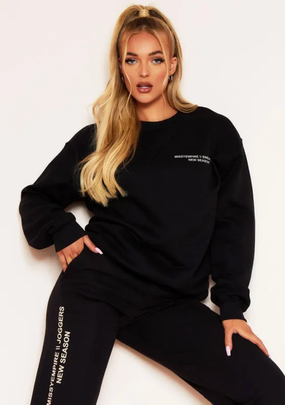 Serena Black Missy Empire Slogan Oversized Sweatshirt sold by Missy Empire