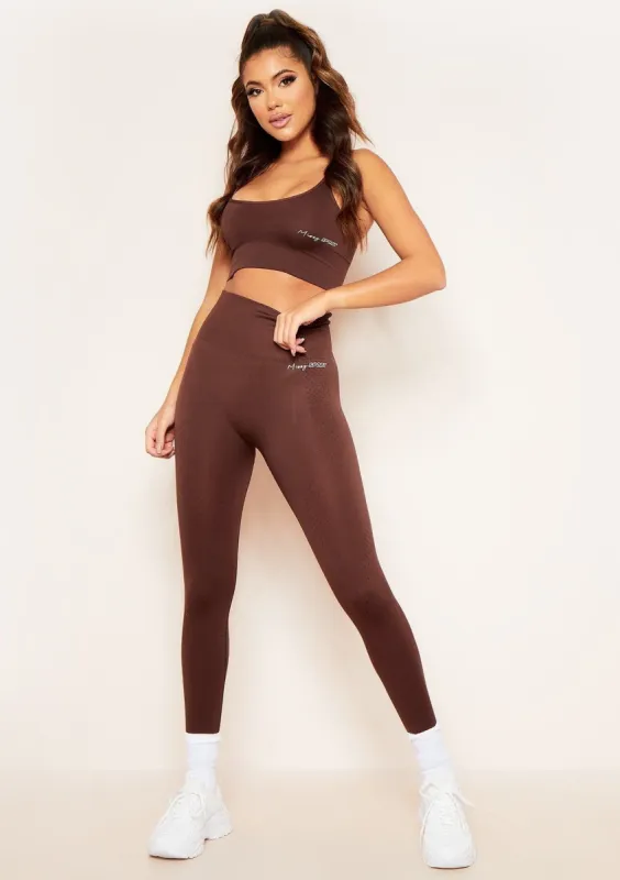 Anni Chocolate Missy Sport Seamless High Waisted Gym Leggings sold by Missy Empire