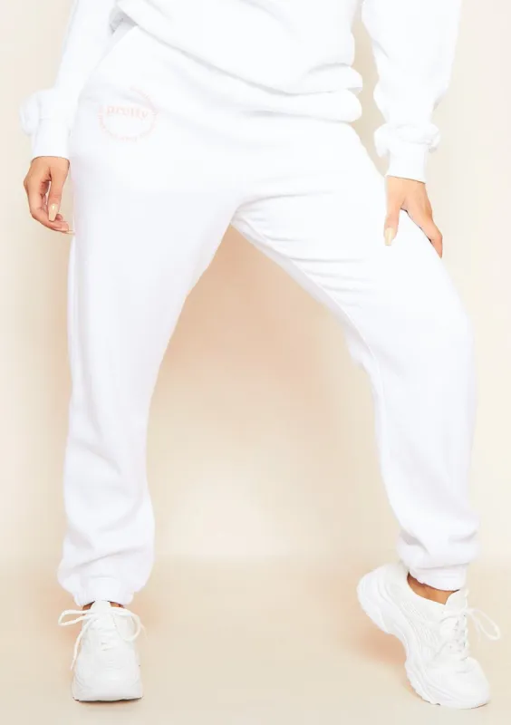 Madison White Slogan Casual Joggers sold by Missy Empire