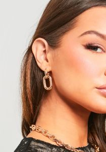 Kiera Gold Chain Detail Drop Earrings sold by Missy Empire