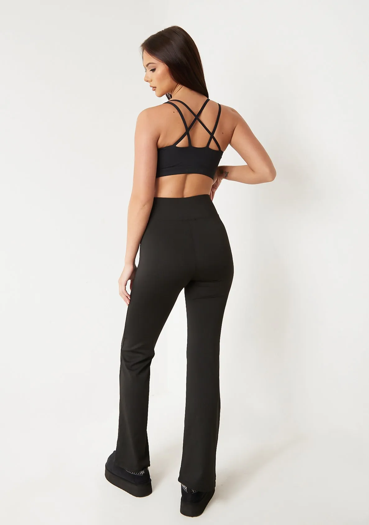 Felicity Black Flared Yoga Pants sold by Missy Empire product image thumbnail 4