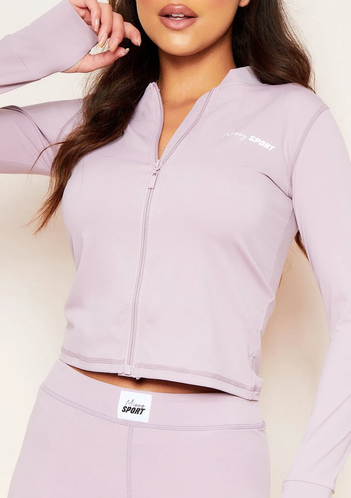 Sadie Mauve Missy Sports Zip Up Gym Jacket sold by Missy Empire product image thumbnail 3