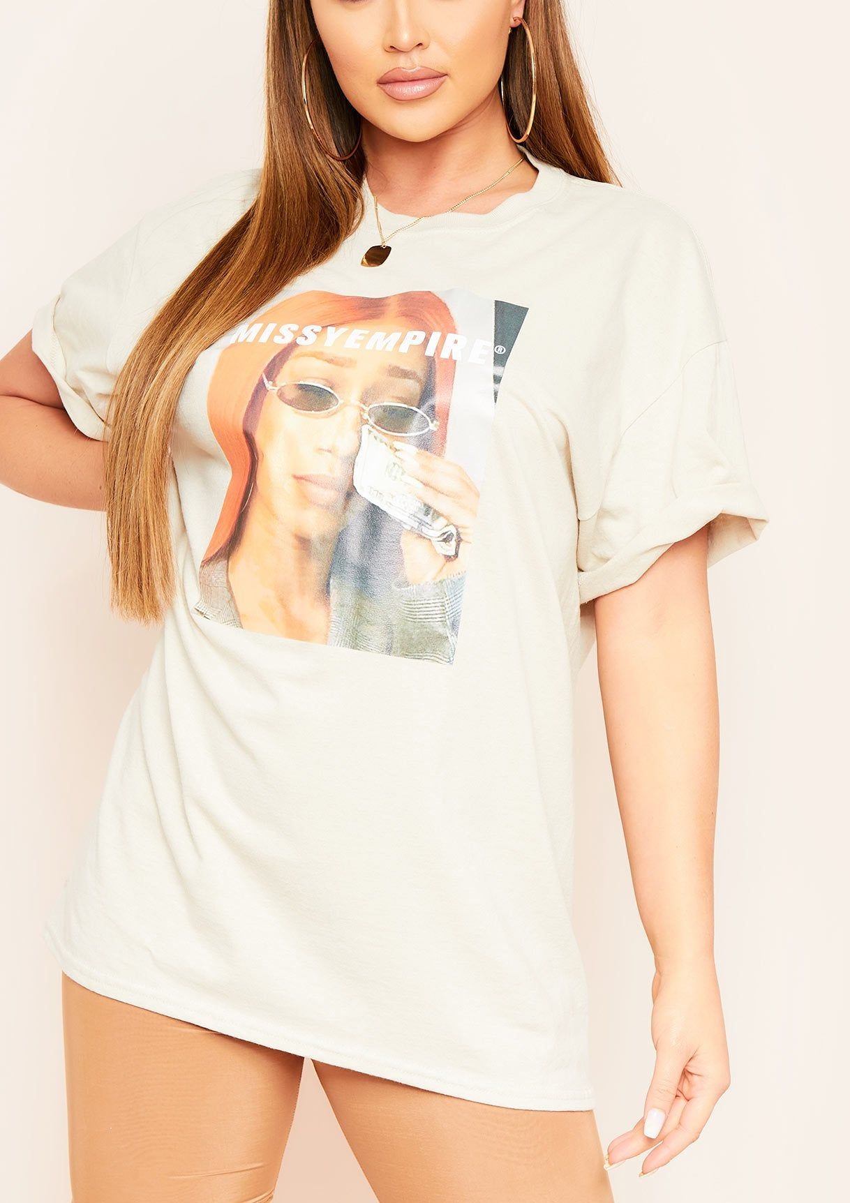 Teena Sand Cash Tears Graphic Oversized T-shirt sold by Missy Empire product image thumbnail 2