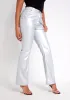 Beth Silver Metallic High Waisted Faux Leather Trouser sold by Missy Empire