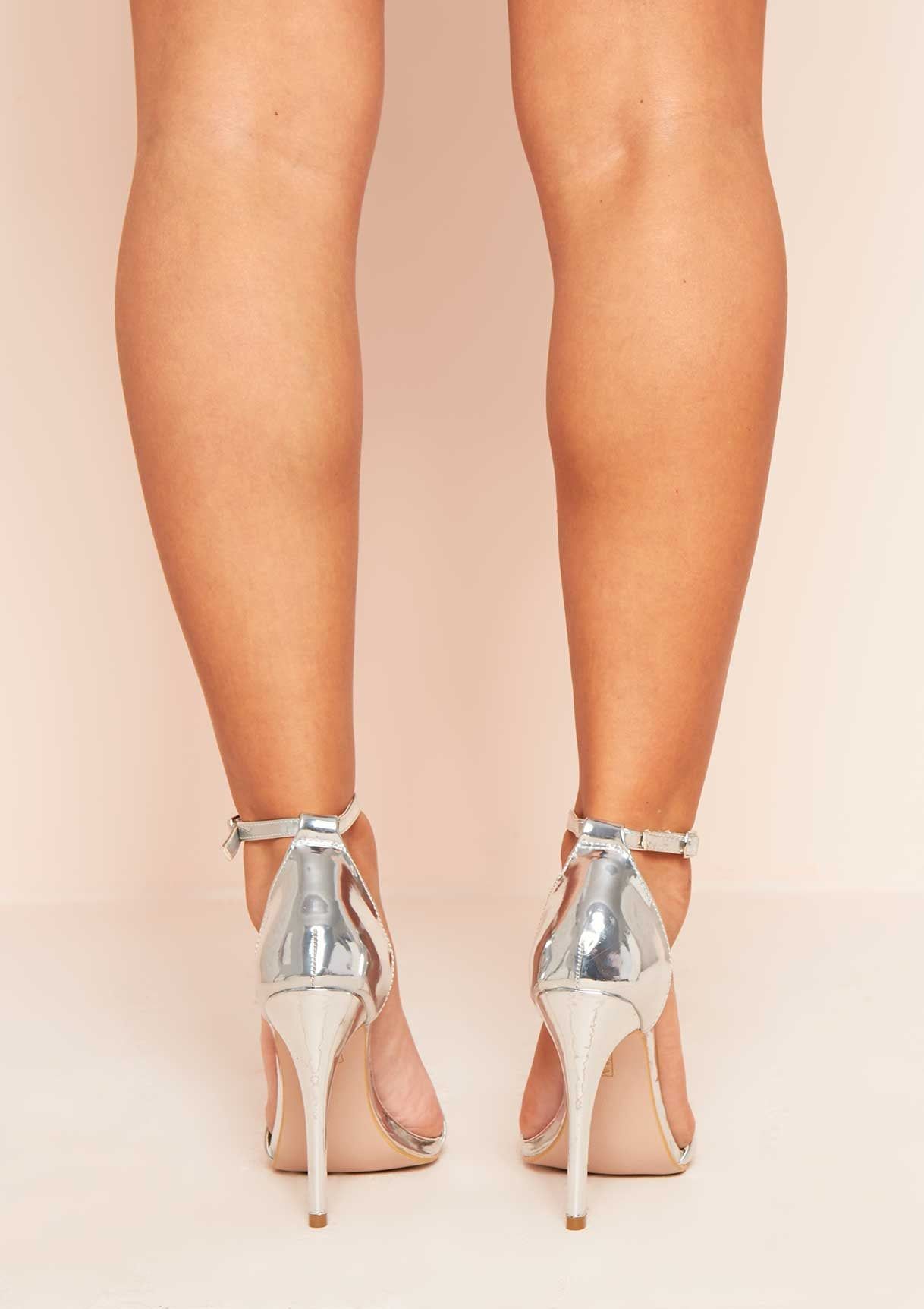 Freyja Silver PU Ankle Strap Heels sold by Missy Empire product image thumbnail 3