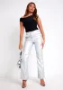 Beth Silver Metallic High Waisted Faux Leather Trouser sold by Missy Empire