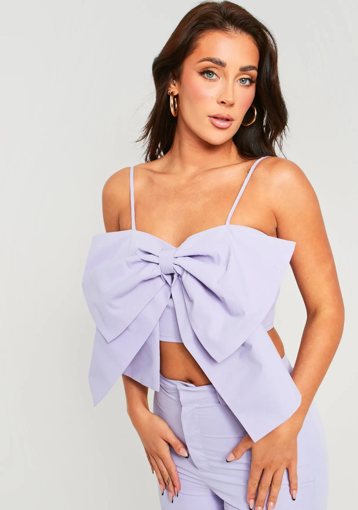 Penelope Lilac Oversized Bow Crop Top sold by Missy Empire product image thumbnail 2