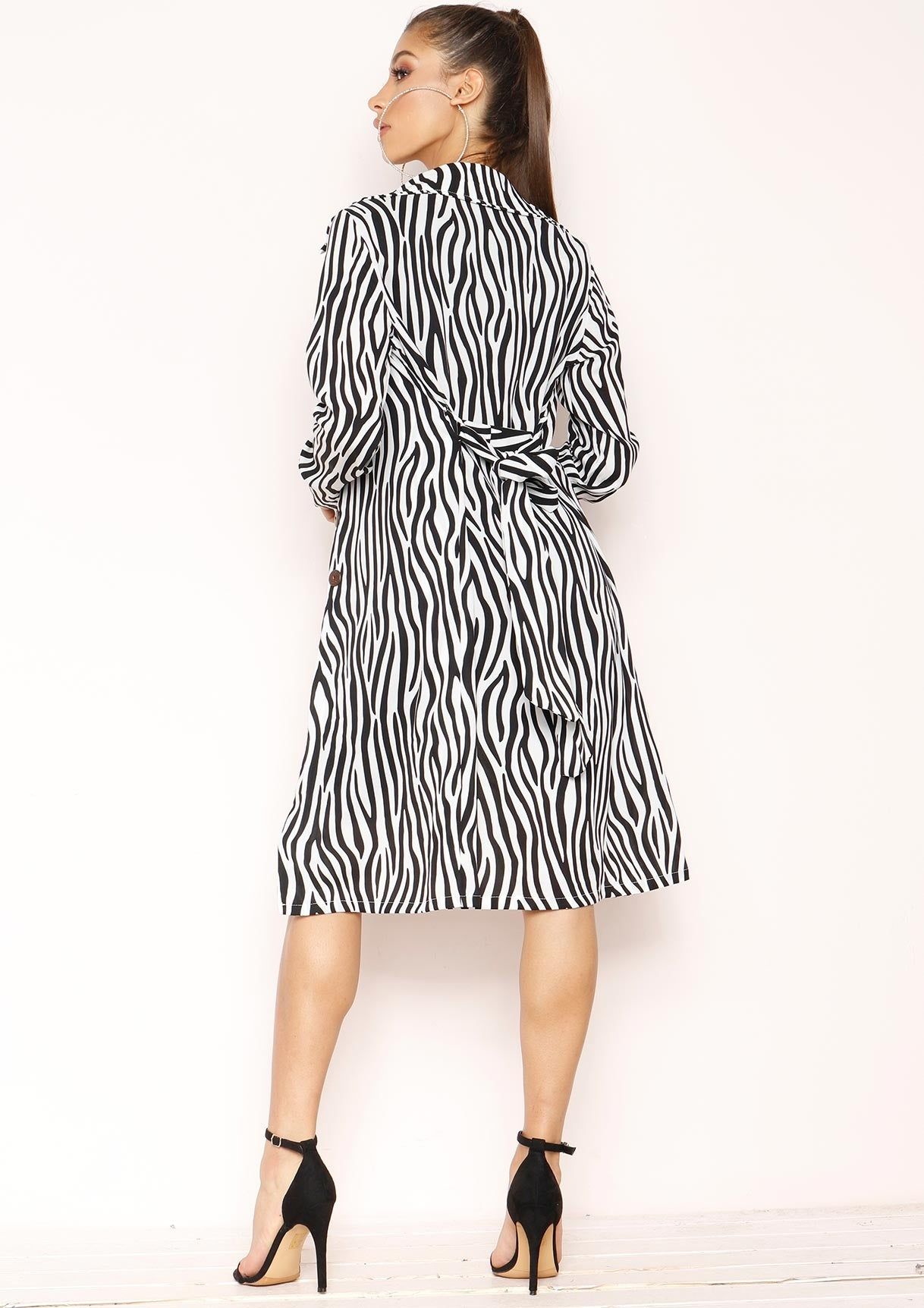 Zaria White Zebra Print Longline Jacket sold by Missy Empire