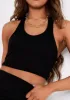Amara Black Halterneck Ribbed Plunge Crop Top sold by Missy Empire