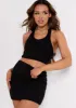 Amara Black Halterneck Ribbed Plunge Crop Top sold by Missy Empire
