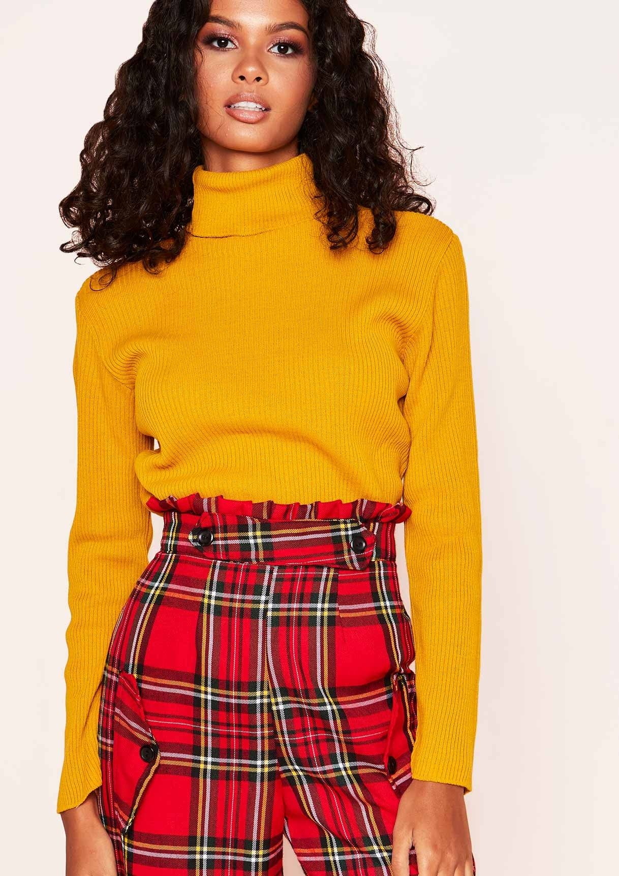 Elli Mustard Ribbed Roll Neck Jumper sold by Missy Empire product image thumbnail 4