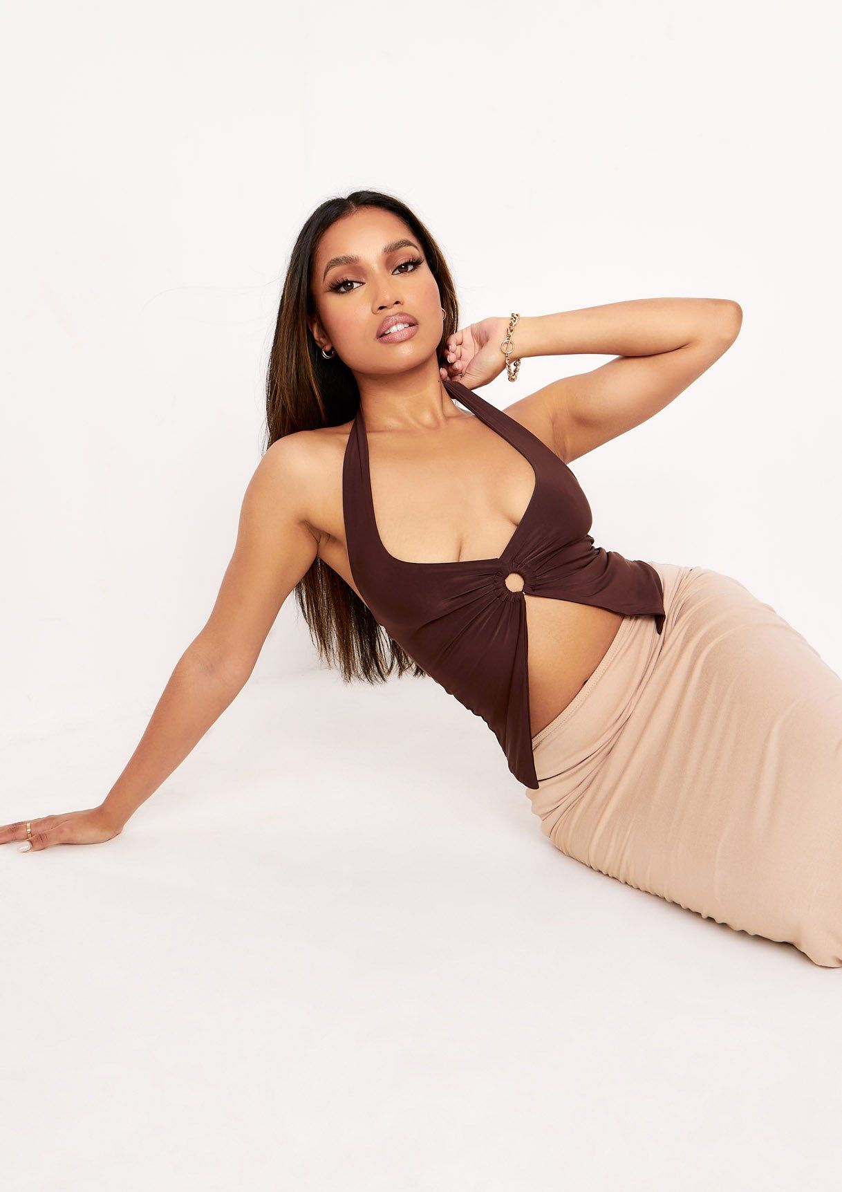 Chelsea Chocolate Halterneck Ring Top sold by Missy Empire product image thumbnail 2