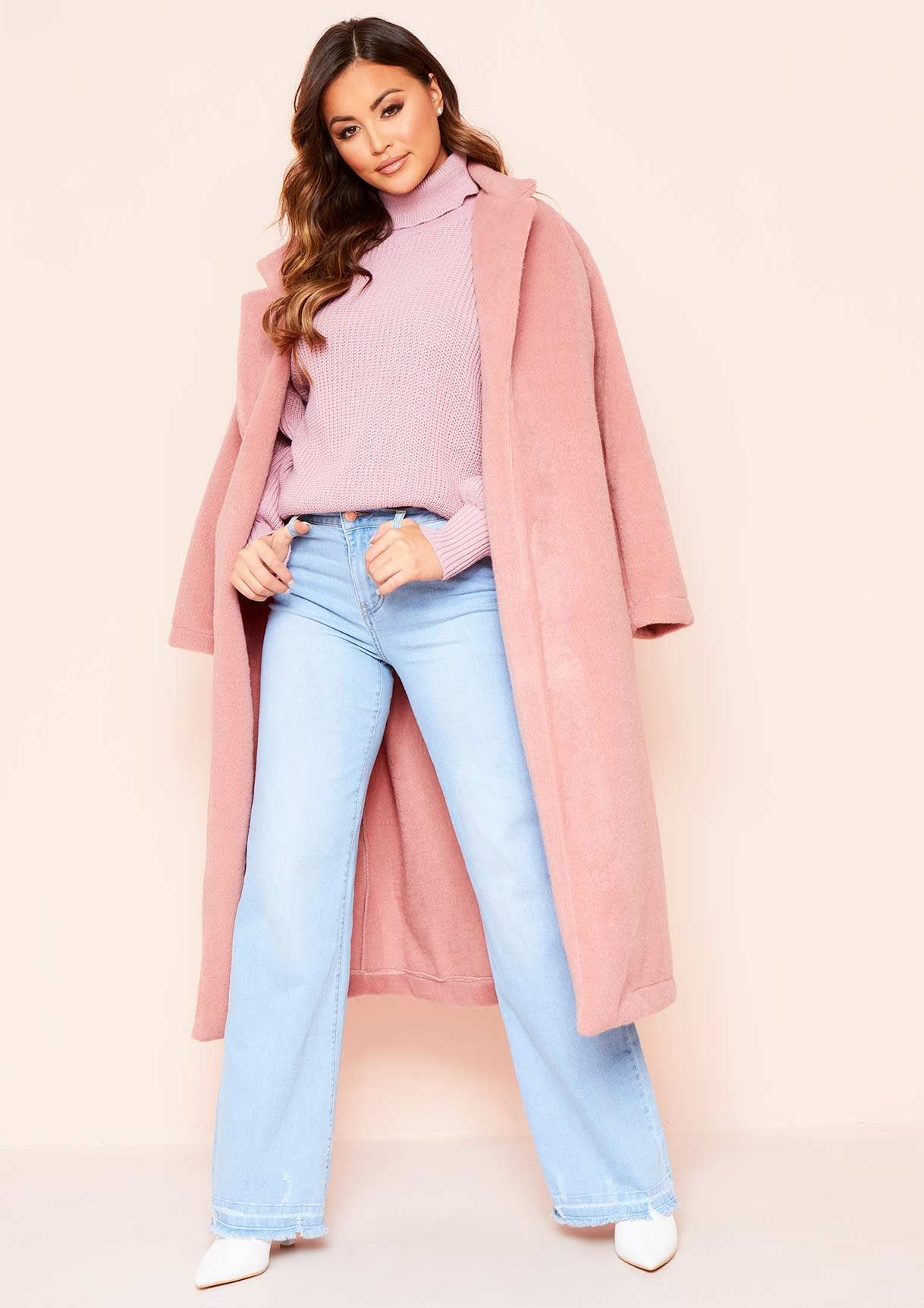 Della Dusty Rose Balloon Sleeve Roll Neck Knitted Jumper sold by Missy Empire product image thumbnail 2